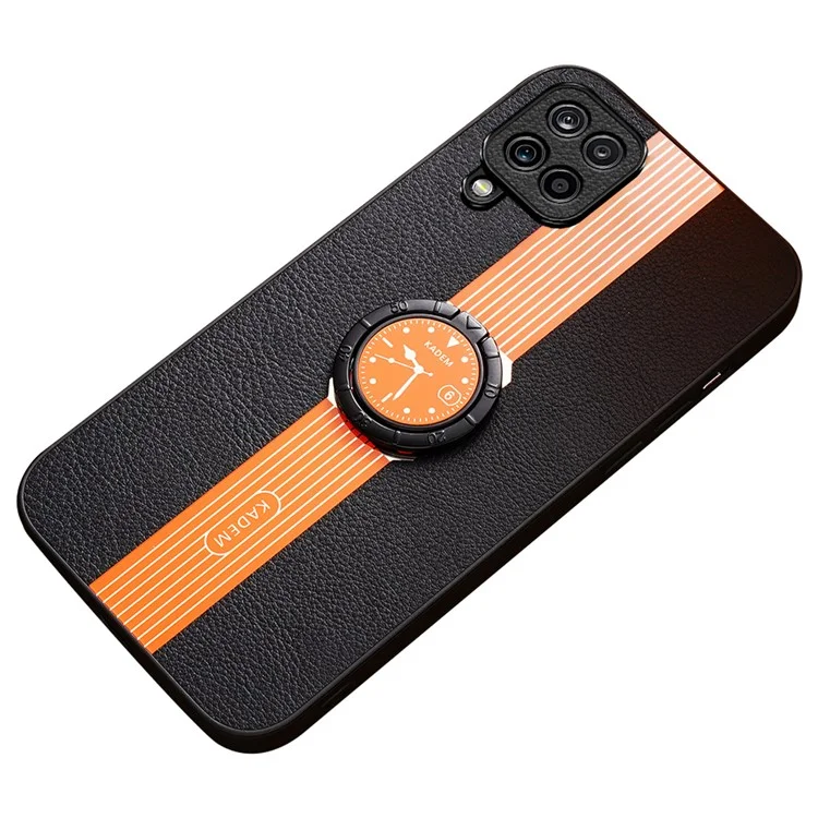 KADEM For Samsung Galaxy A42 5G / M42 5G Case Kickstand Leather Coated Arcylic+TPU Cover - Orange