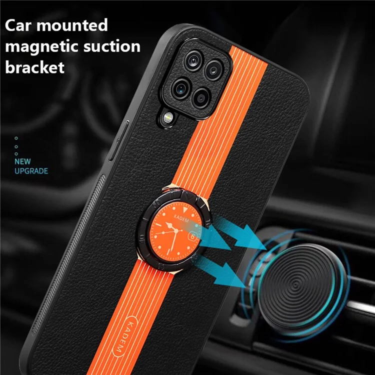 KADEM For Samsung Galaxy A42 5G / M42 5G Case Kickstand Leather Coated Arcylic+TPU Cover - Orange