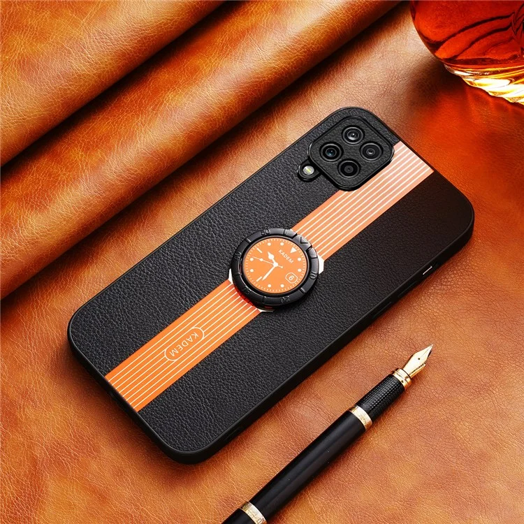 KADEM For Samsung Galaxy A42 5G / M42 5G Case Kickstand Leather Coated Arcylic+TPU Cover - Orange