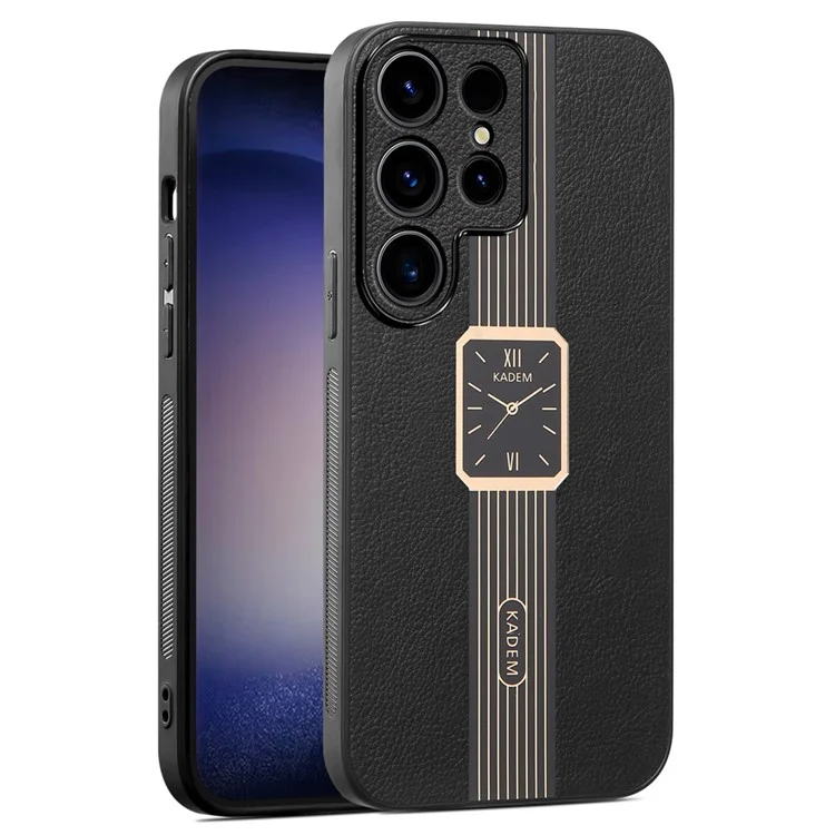 KADEM For Samsung Galaxy S24 Ultra Cover Leather+TPU+Acrylic Scratch Proof Phone Protector - Black