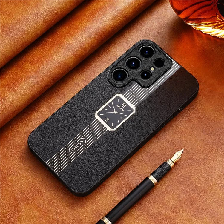 KADEM For Samsung Galaxy S24 Ultra Cover Leather+TPU+Acrylic Scratch Proof Phone Protector - Black