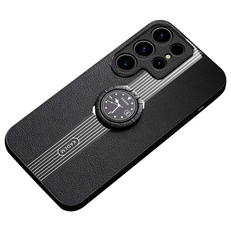 KADEM Pour Samsung Galaxy S22 Ultra 5G Étui Électroplaquage Anti-chute Support Téléphone Protecteur - Noir