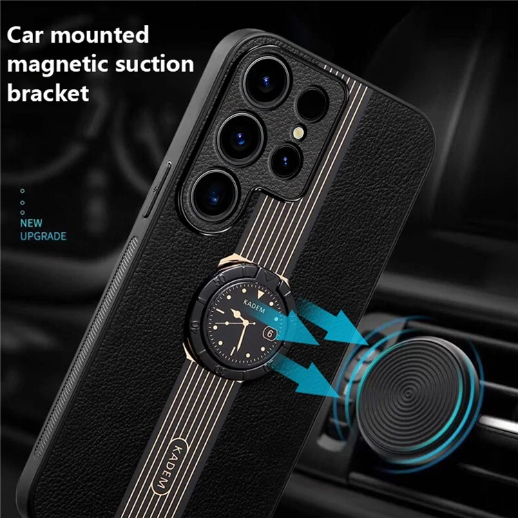 KADEM Pour Samsung Galaxy S22 Ultra 5G Étui Électroplaquage Anti-chute Support Téléphone Protecteur - Noir