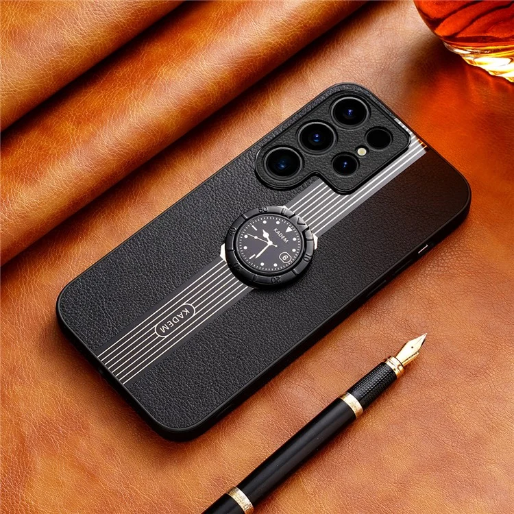 KADEM Pour Samsung Galaxy S22 Ultra 5G Étui Électroplaquage Anti-chute Support Téléphone Protecteur - Noir
