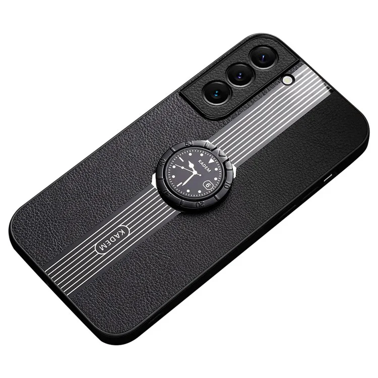 KADEM Für Samsung Galaxy S21 FE 5G-Hülle Watch Pattern Ring Kickstand Phone Cover - Schwarz