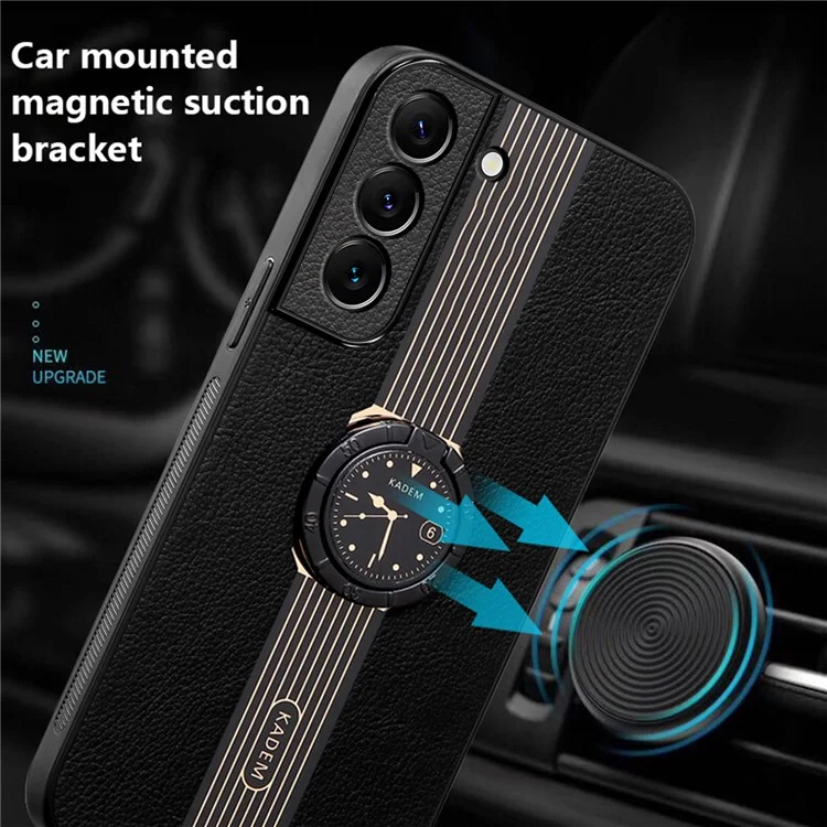 KADEM Für Samsung Galaxy S21 FE 5G-Hülle Watch Pattern Ring Kickstand Phone Cover - Schwarz