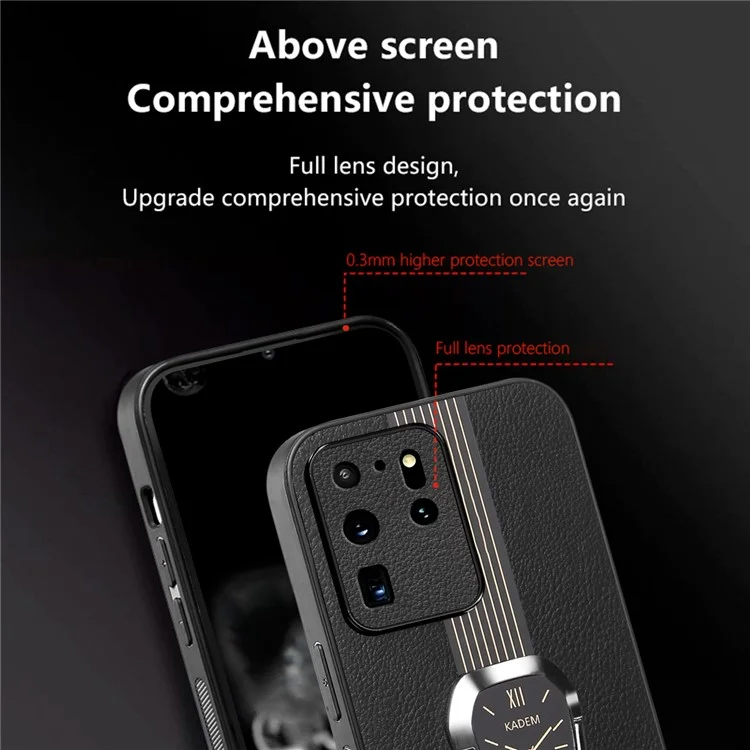 KADEM Pour Samsung Galaxy S20 Ultra Étui en cuir+TPU+Acrylique avec support pliable - Orange