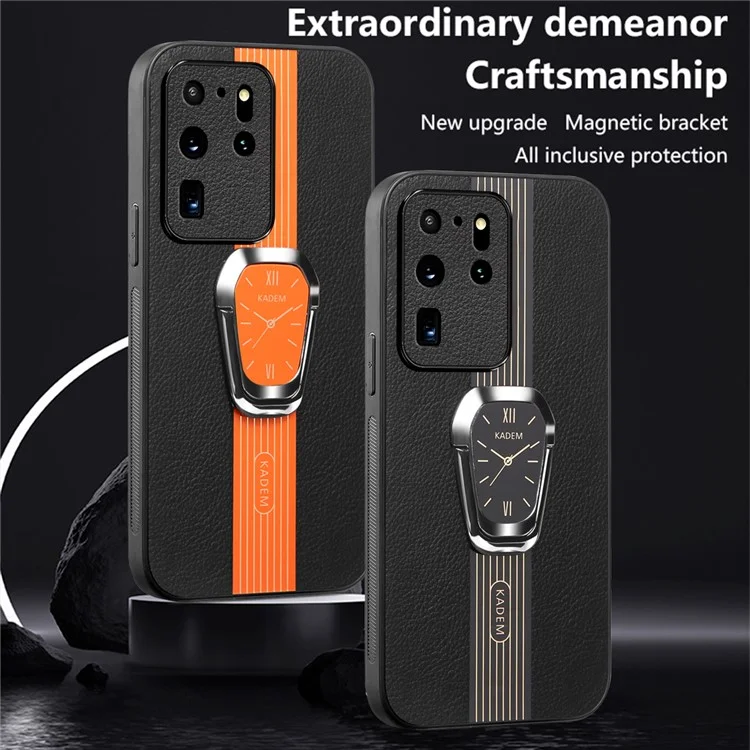 KADEM Pour Samsung Galaxy S20 Ultra Étui en cuir+TPU+Acrylique avec support pliable - Orange
