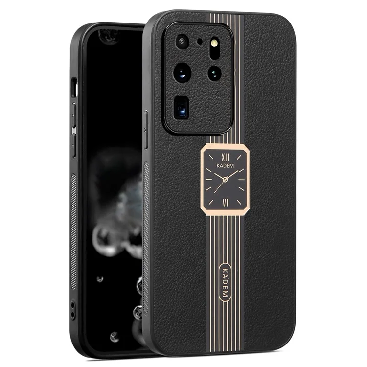 KADEM для чехла Samsung Galaxy S20 Ultra Leather+TPU+Acrylic Hybrid Shell Watch Pattern - Черный