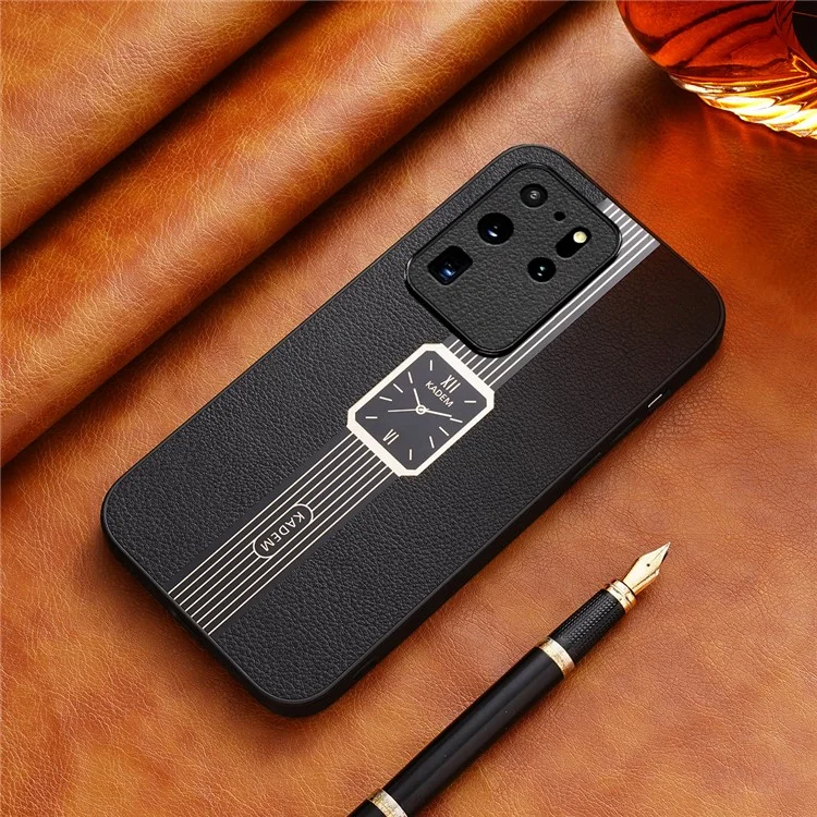 KADEM для чехла Samsung Galaxy S20 Ultra Leather+TPU+Acrylic Hybrid Shell Watch Pattern - Черный