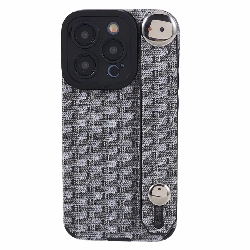 For iPhone 14 Pro Cover Wristband Anti-fall Cloth Coated TPU Cell Phone Case - Black