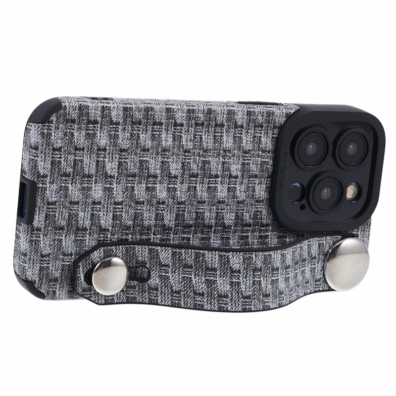 For iPhone 14 Pro Cover Wristband Anti-fall Cloth Coated TPU Cell Phone Case - Black