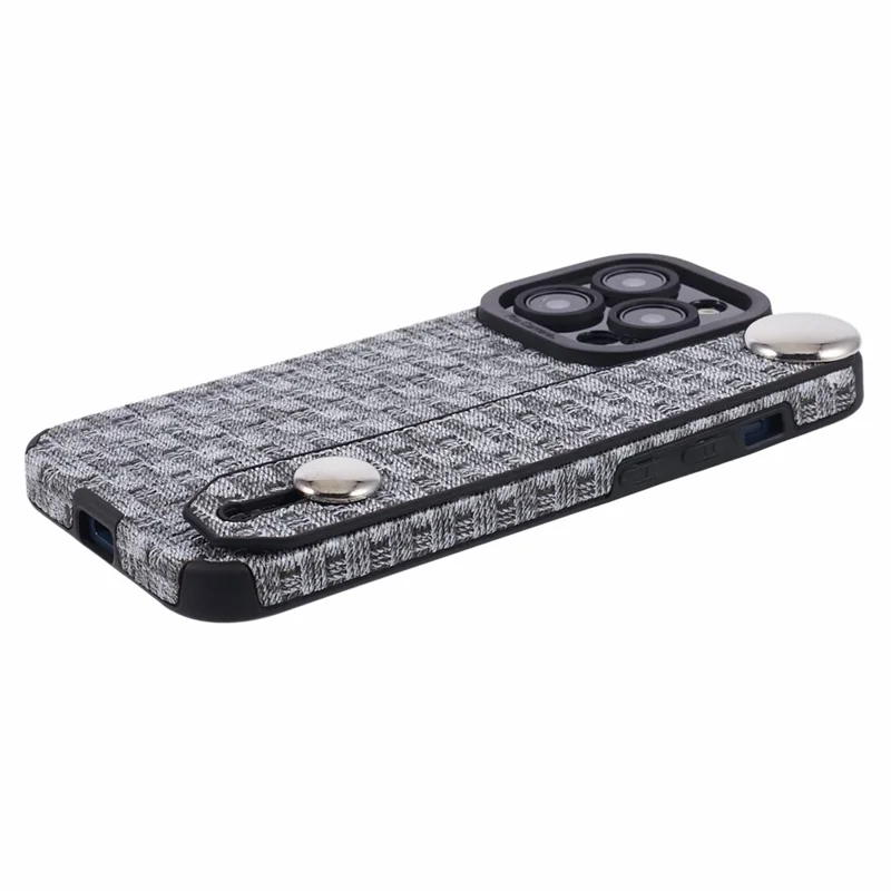 For iPhone 14 Pro Cover Wristband Anti-fall Cloth Coated TPU Cell Phone Case - Black