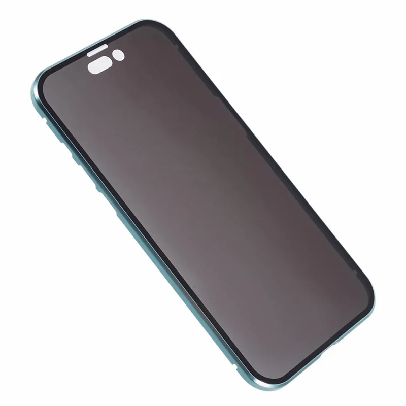 For iPhone 15 Pro Anti-Spy Case Compatible with MagSafe Tempered Glass Metal Bumper Phone Cover - Green