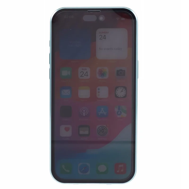 For iPhone 15 Pro Anti-Spy Case Compatible with MagSafe Tempered Glass Metal Bumper Phone Cover - Green