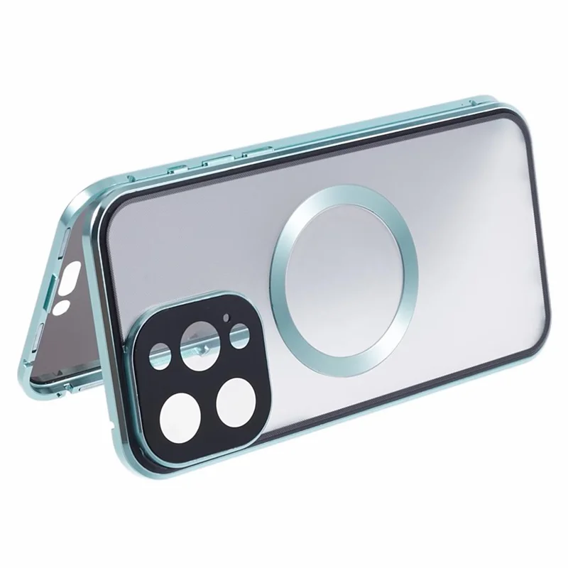 For iPhone 15 Pro Anti-Spy Case Compatible with MagSafe Tempered Glass Metal Bumper Phone Cover - Green