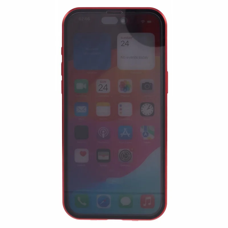 For iPhone 15 Pro Max Case Compatible with MagSafe Tempered Glass Metal Frame Anti-Spy Phone Protector - Red