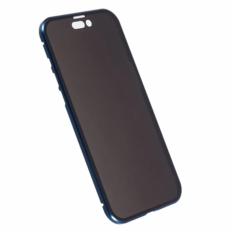 For iPhone 14 Pro Anti-Spy Case Tempered Glass Metal Shockproof Phone Case Compatible with MagSafe - Mørkeblå