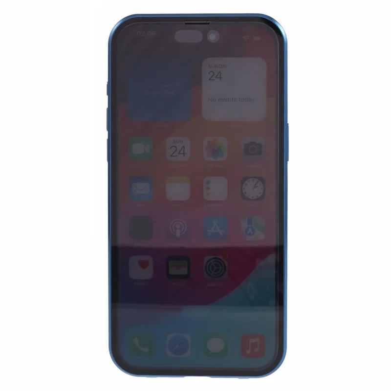 For iPhone 14 Pro Anti-Spy Case Tempered Glass Metal Shockproof Phone Case Compatible with MagSafe - Mørkeblå