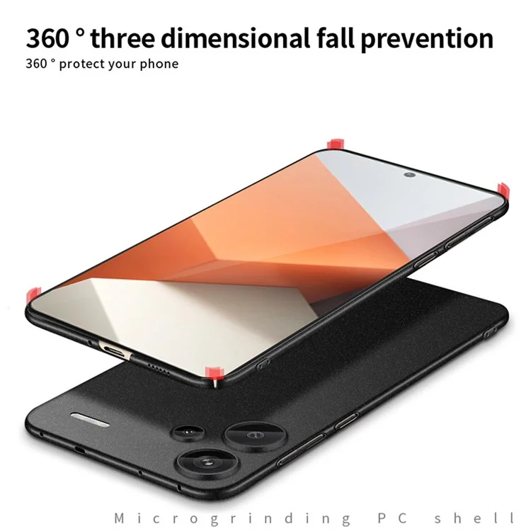MOFI Щит Матовая серия для Xiaomi Redmi Note 13 Pro+ 5G Чехол для телефона Жесткий ПК Анти-отпечаток пальцев Крышка - Черный