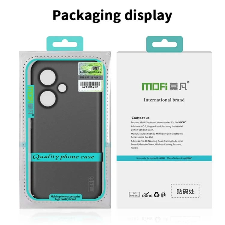 MOFI Щит Матовая серия для Xiaomi Redmi Note 13 Pro+ 5G Чехол для телефона Жесткий ПК Анти-отпечаток пальцев Крышка - Черный