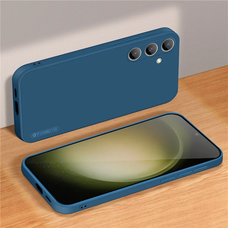 PINWUYO JK Touching Series para Case do Samsung Galaxy S24+ Protetor de Tela Slim-Fit TPU - Azul Marinho