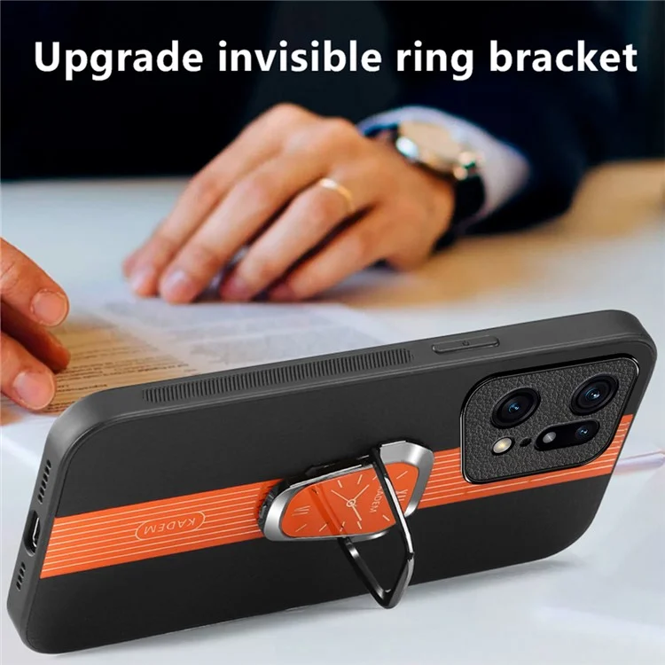 KADEM para Oppo Find X5 Pro Case Folding Kickstand Anti-drop Funda de Teléfono Revestida de Cuero - Negro
