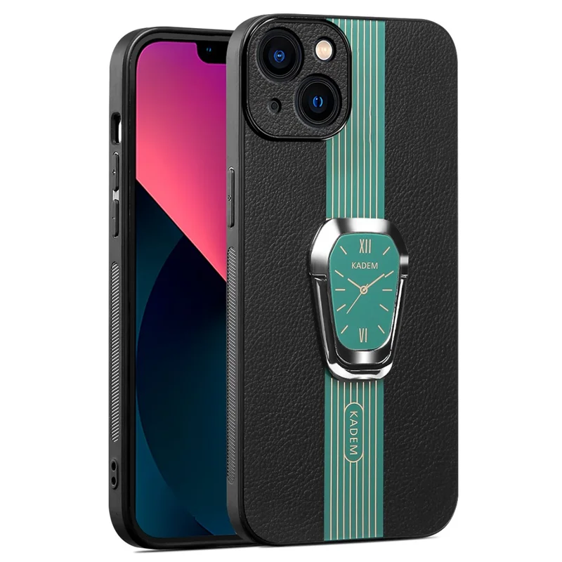 KADEM Para Caso do iPhone 14 Liquid PU Leather+TPU+Acrylic Smartphone Cover - Verde