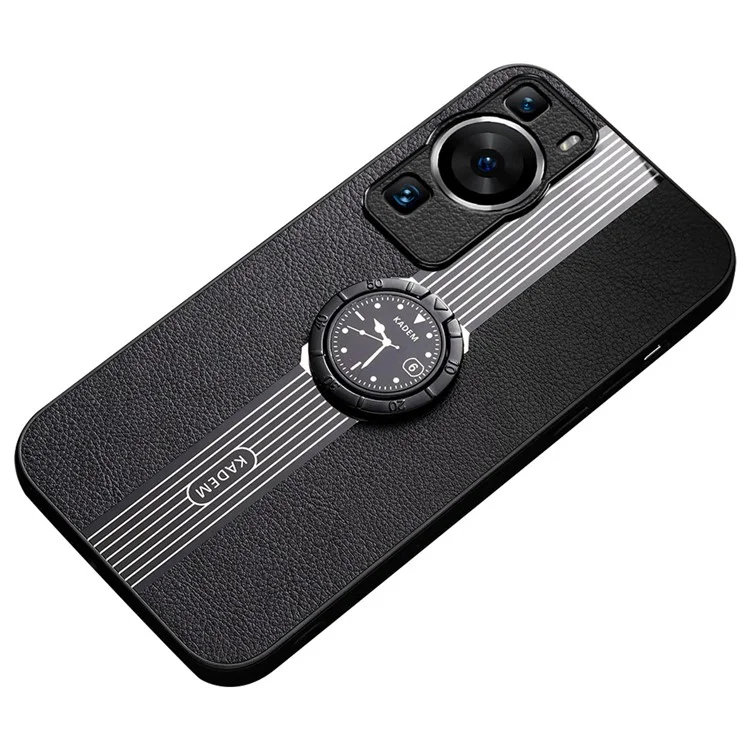KADEM Für Huawei P60 / P60 Pro Hülle Uhrmuster Ring Ständer Kratzsicher Handyhülle - Schwarz