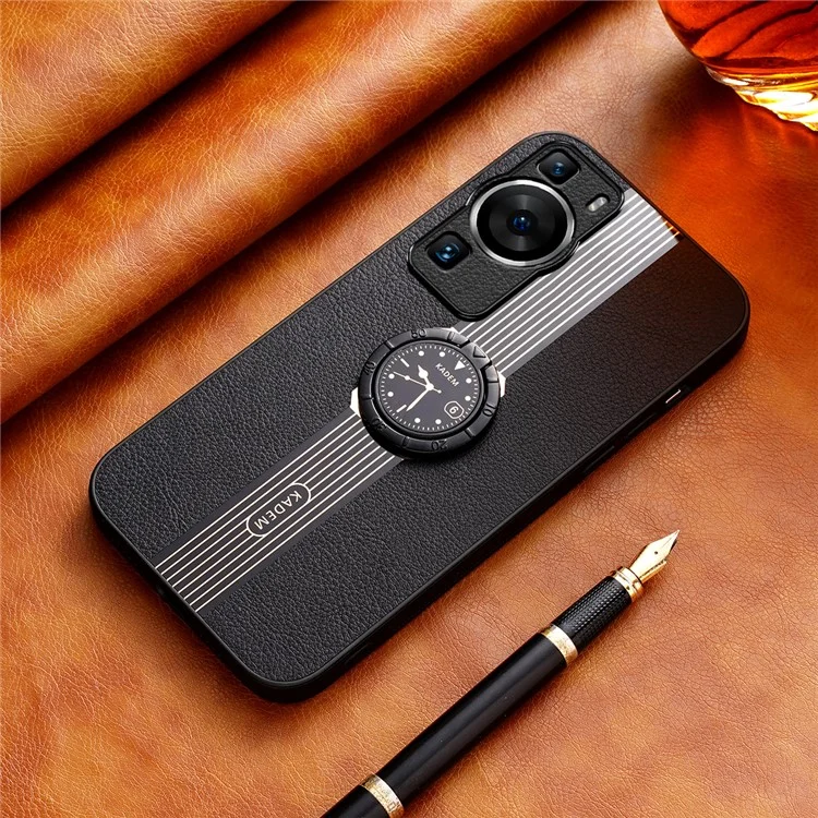 KADEM Für Huawei P60 / P60 Pro Hülle Uhrmuster Ring Ständer Kratzsicher Handyhülle - Schwarz