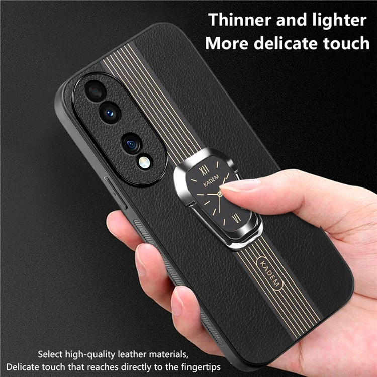 KADEM For Honor 70 5G Hülle TPU+Acryl Handyhülle mit PU-Leder-Beschichtung - Schwarz
