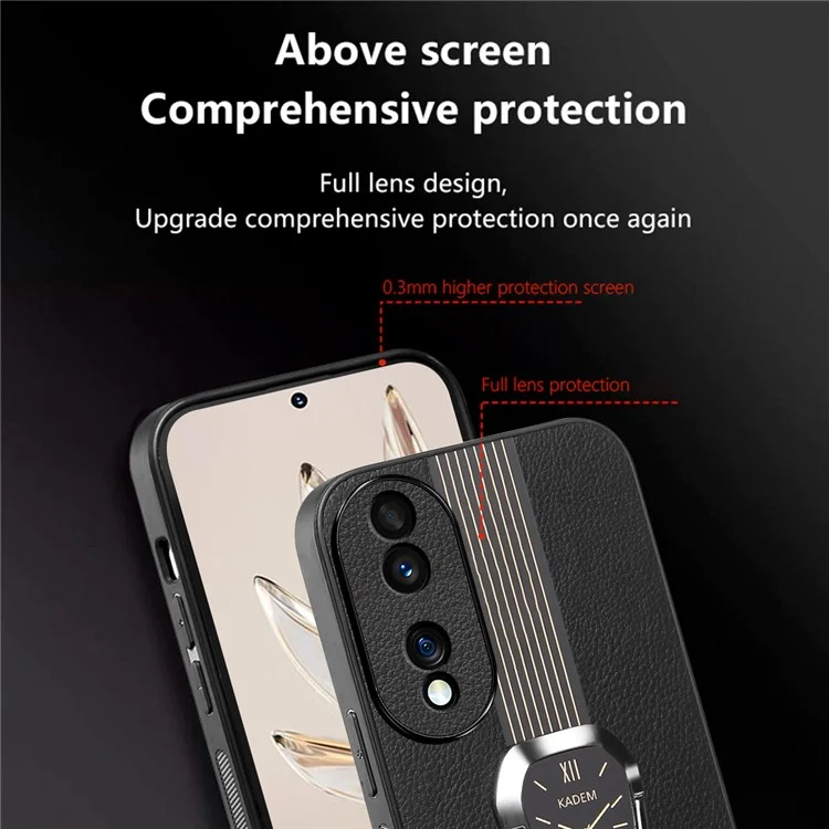 KADEM For Honor 70 5G Hülle TPU+Acryl Handyhülle mit PU-Leder-Beschichtung - Schwarz