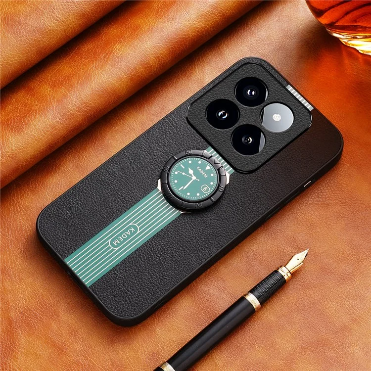 KADEM For Xiaomi 14 Pro Case PU Leather Coated Acrylic+TPU Phone Kickstand Cover - Green