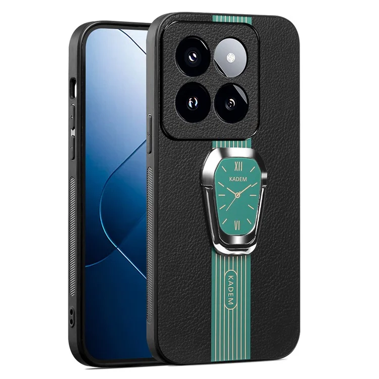 KADEM Funda para Xiaomi 14 Pro Anticortes TPU+Acrílico Carcasa con Revestimiento de Cuero de PU - Verde