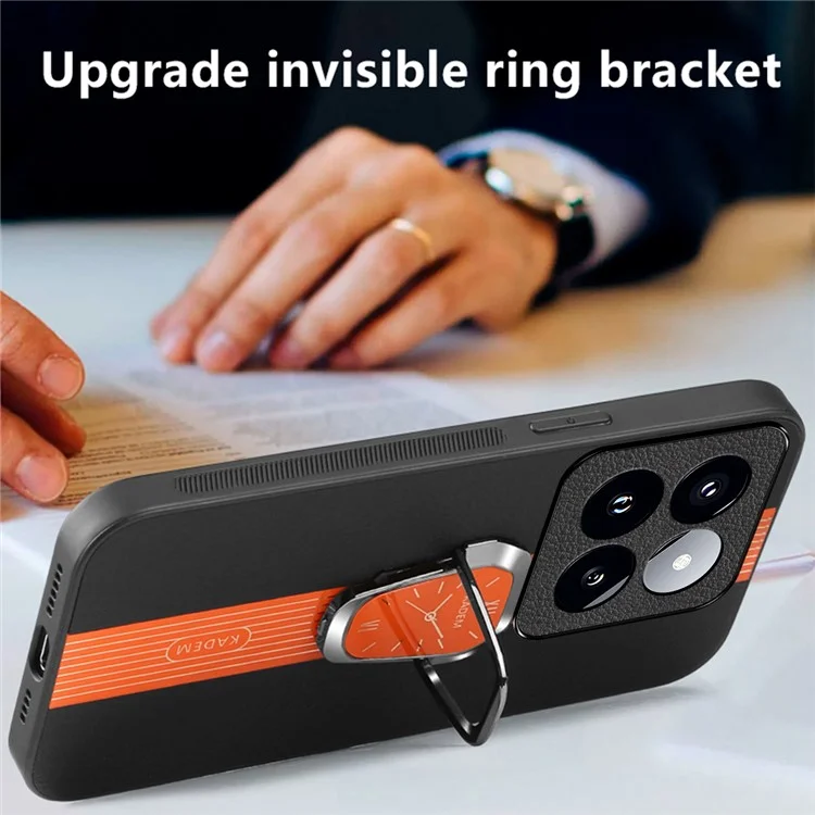 KADEM Funda para Xiaomi 14 Pro Anticortes TPU+Acrílico Carcasa con Revestimiento de Cuero de PU - Verde