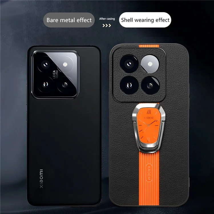 KADEM Funda para Xiaomi 14 Pro Anticortes TPU+Acrílico Carcasa con Revestimiento de Cuero de PU - Verde