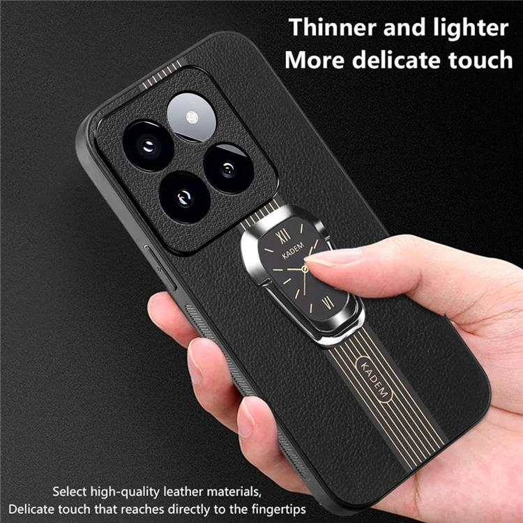 KADEM Funda para Xiaomi 14 Pro Anticortes TPU+Acrílico Carcasa con Revestimiento de Cuero de PU - Verde