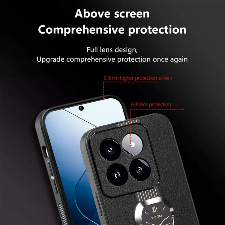 KADEM Funda para Xiaomi 14 Pro Anticortes TPU+Acrílico Carcasa con Revestimiento de Cuero de PU - Verde