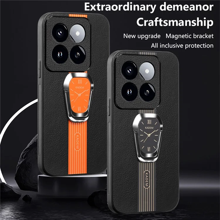 KADEM Funda para Xiaomi 14 Pro Anticortes TPU+Acrílico Carcasa con Revestimiento de Cuero de PU - Verde