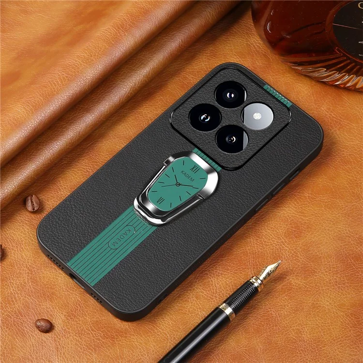 KADEM Funda para Xiaomi 14 Pro Anticortes TPU+Acrílico Carcasa con Revestimiento de Cuero de PU - Verde
