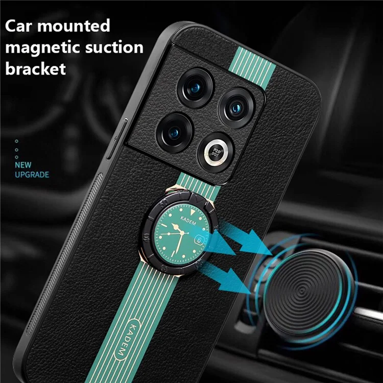 KADEM For OnePlus 10 Pro 5G Funda Anillo Soporte PU Recubrimiento de Cuero Híbrido Funda Teléfono - Verde