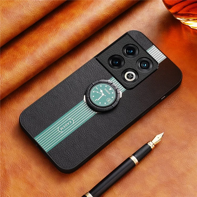 KADEM For OnePlus 10 Pro 5G Funda Anillo Soporte PU Recubrimiento de Cuero Híbrido Funda Teléfono - Verde