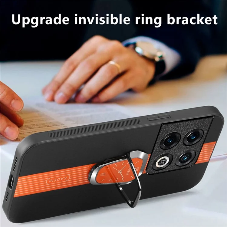 KADEM Para OnePlus 10 Pro 5G Funda Resistente a Golpes Carcasa de TPU+Acrílico con Revestimiento de Cuero - Negro