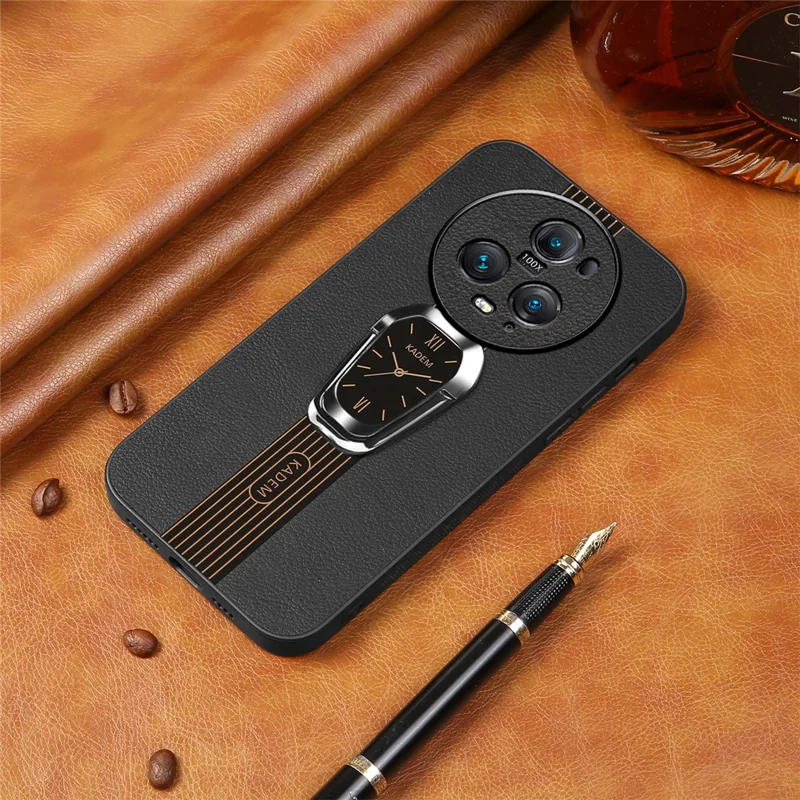 KADEM For Honor Magic5 Pro Cell Phone Cases Watch Pattern Folding Kickstand Phone Cover - Black