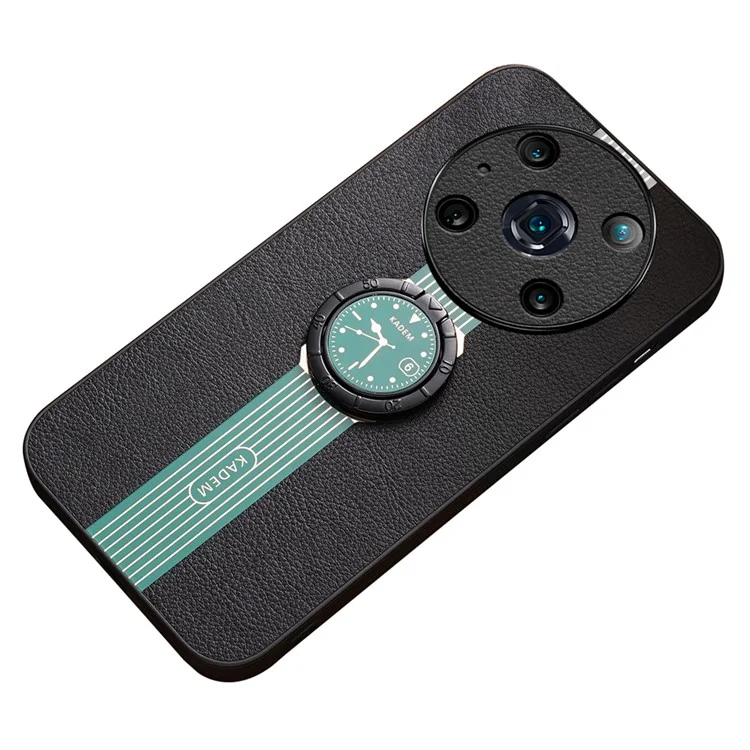 KADEM For Honor Magic4 Pro 5G Handy-Hüllen Leder+Acryl+TPU Ringhalterung - Grün
