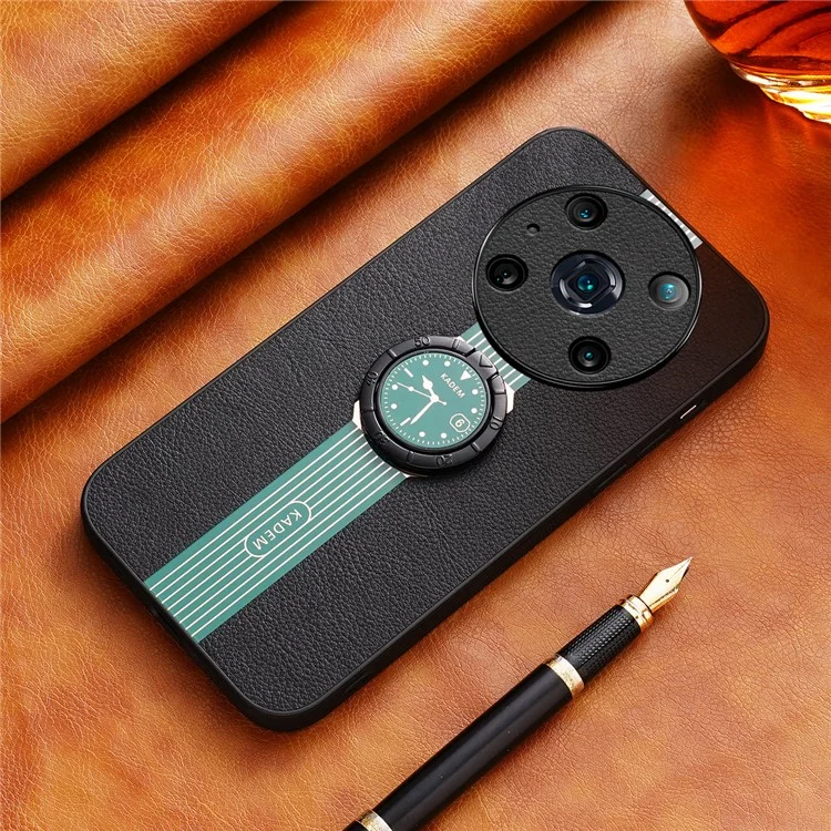 KADEM For Honor Magic4 Pro 5G Handy-Hüllen Leder+Acryl+TPU Ringhalterung - Grün