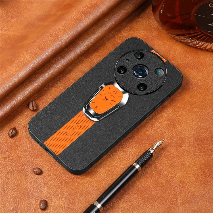 KADEM For Honor Magic4 Pro 5G Casos de Telefone Celular Couro+TPU+Acrílico Suporte Dobrável - Laranja