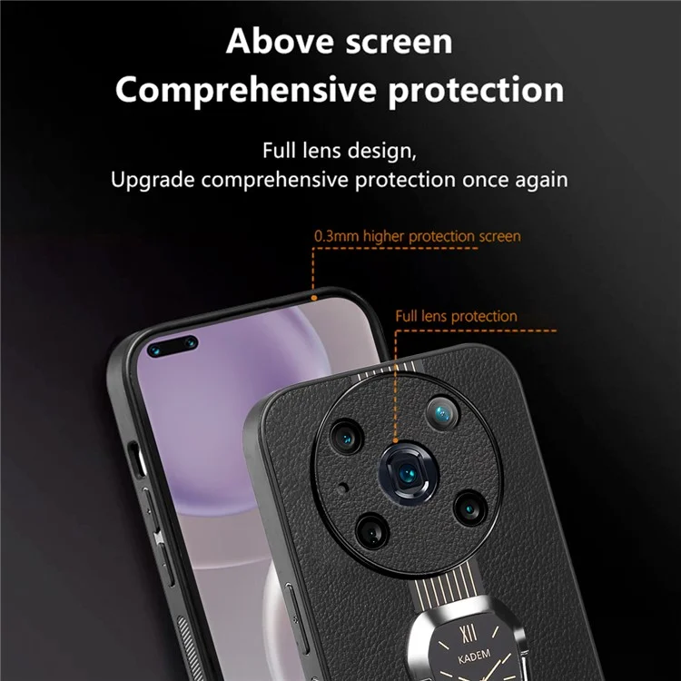 KADEM For Honor Magic4 Pro 5G Casos de Telefone Celular Couro+TPU+Acrílico Suporte Dobrável - Laranja