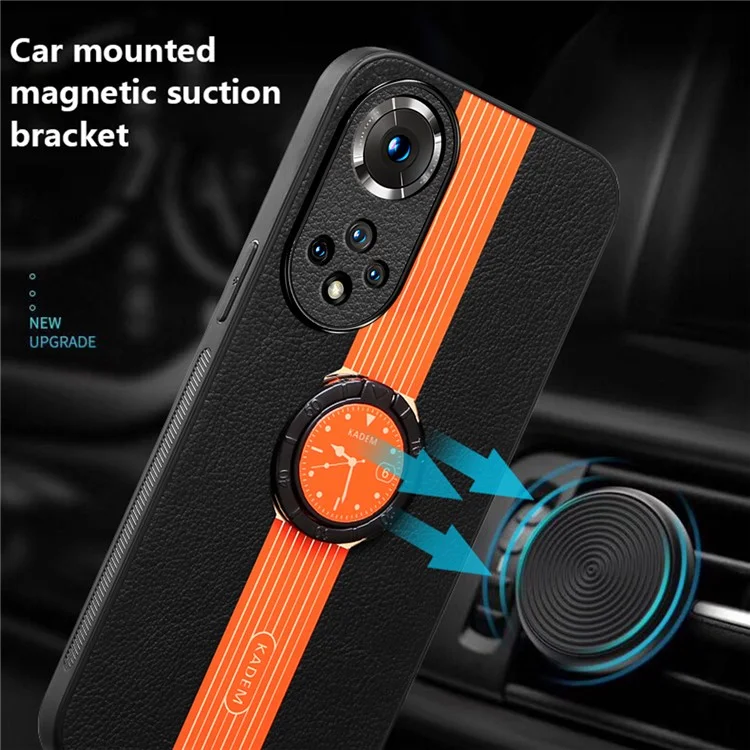 KADEM For Honor 50 / Étui Huawei nova 9 avec bague de support en cuir - Orange