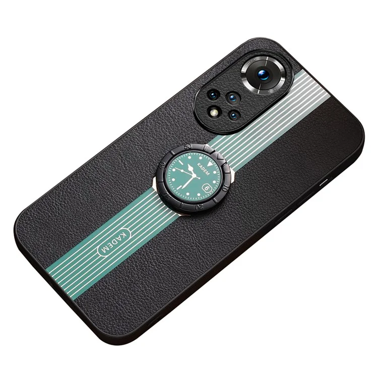 KADEM For Honor 50 / Huawei nova 9 Hülle Ringhalterung Lederbeschichtung Acryl+TPU Abdeckung - Grün